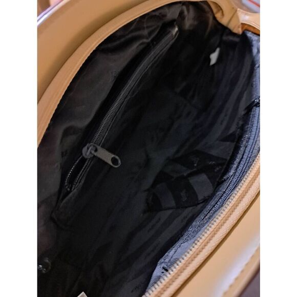 New Beijo Over the Moon Red Berry Tan Purse Handbag Shoulder Bag Pocket Book - Picture 10 of 12